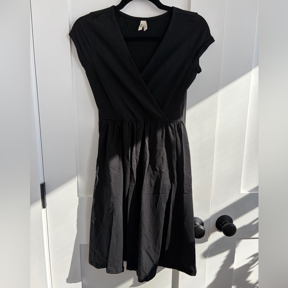 Pact Women’s Fit and Flare Crossover Dress Black Size XS